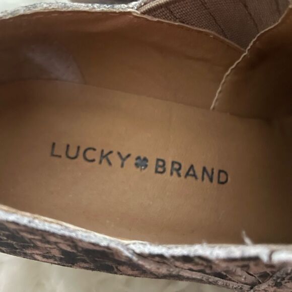 Lucky Brand Tresee Snakeskin Print Ankle Booties 6.5 - Picture 9 of 10